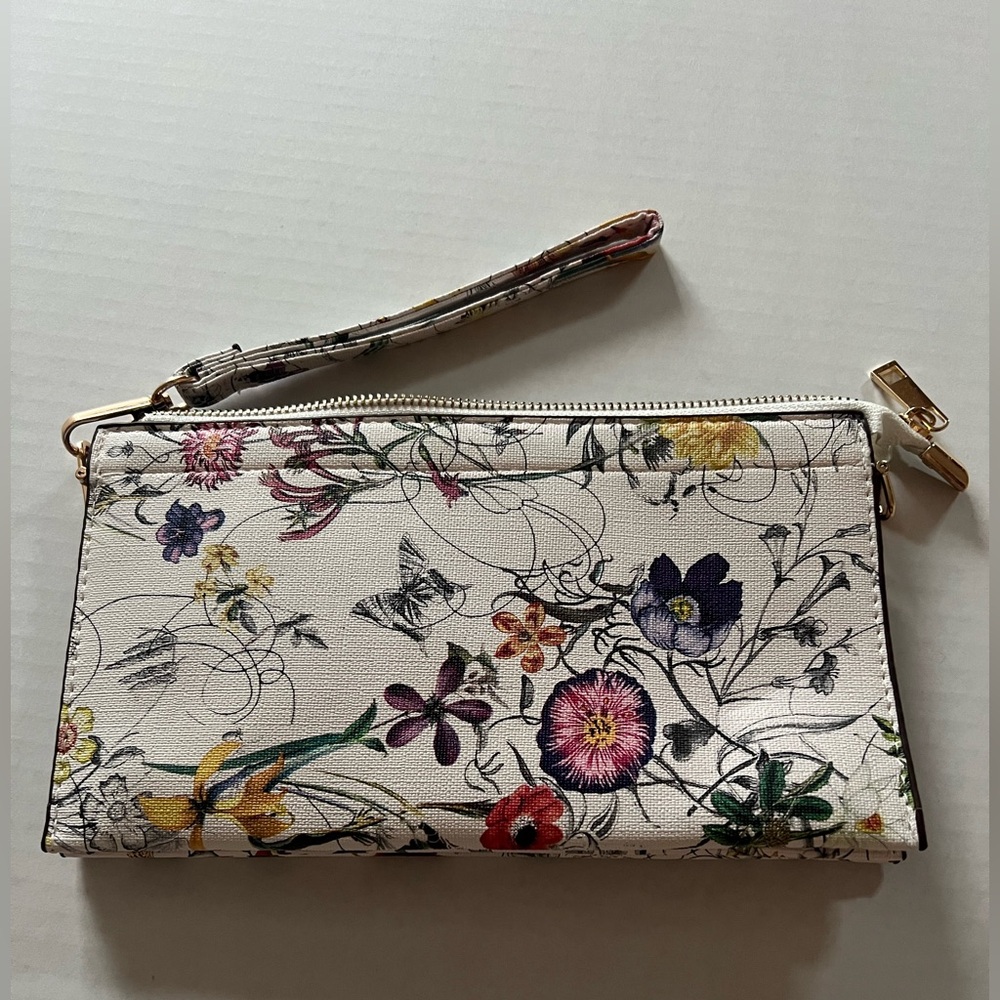Botanica Floral/Butterflies Wristlet Clutch with Interior 3-Slot Card Holder